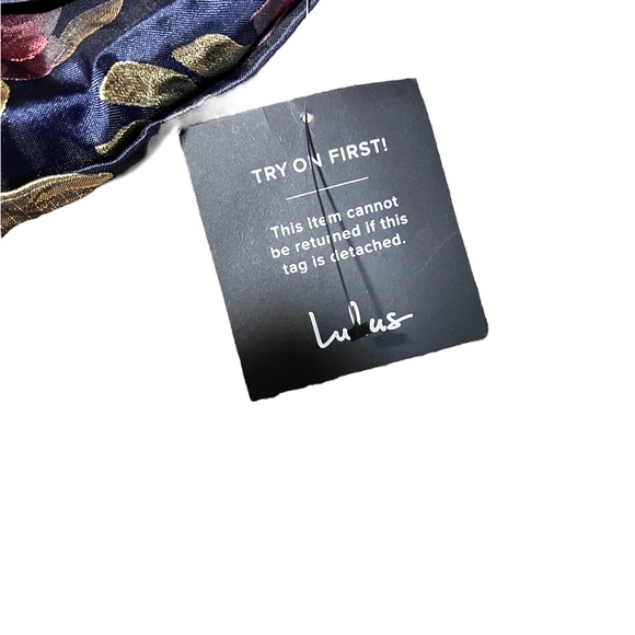 Navy Blue Floral Jacquard Skort Romper - Picture 5 of 5